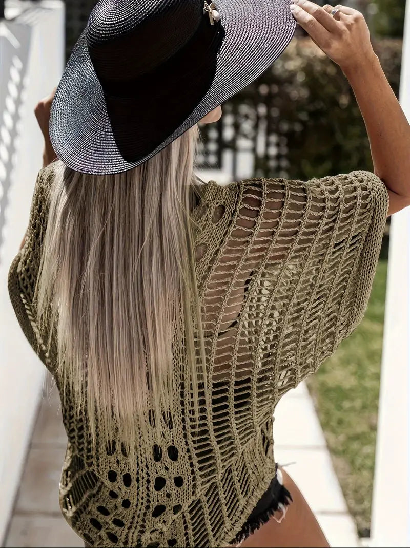 Cover Up Shirt, Boho Style, Crochet, Bikini Cover Up, Beachwear-Fashion Nora