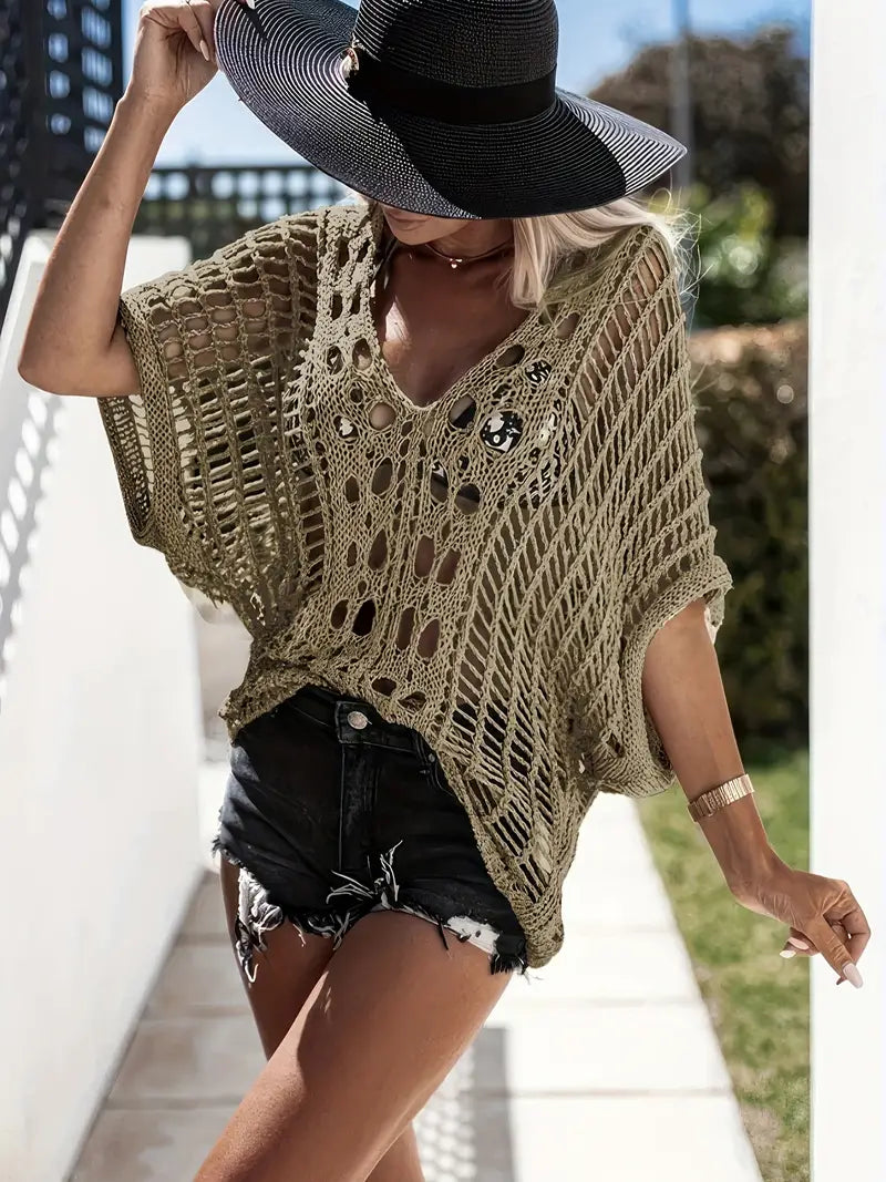 Cover Up Shirt, Boho Style, Crochet, Bikini Cover Up, Beachwear-Fashion Nora