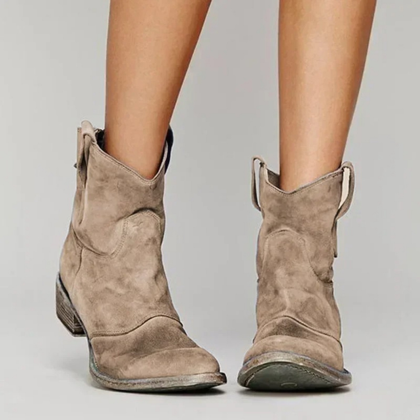 Cowboy Boots - Women's Faux Leather Cowgirl Ankle Boots-Fashion Nora
