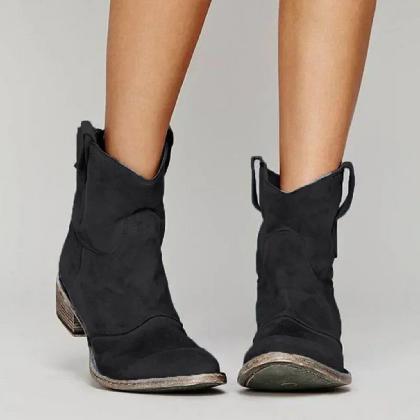 Cowboy Boots - Women's Faux Leather Cowgirl Ankle Boots-Fashion Nora