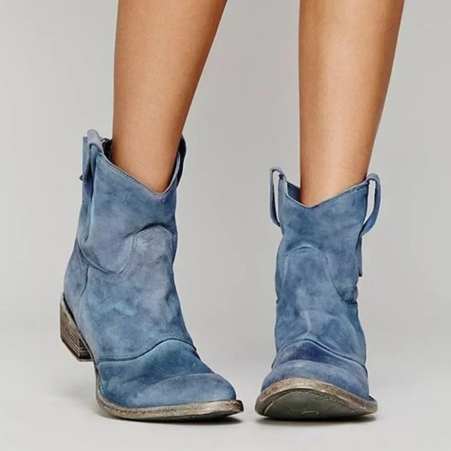 Cowboy Boots - Women's Faux Leather Cowgirl Ankle Boots-Fashion Nora