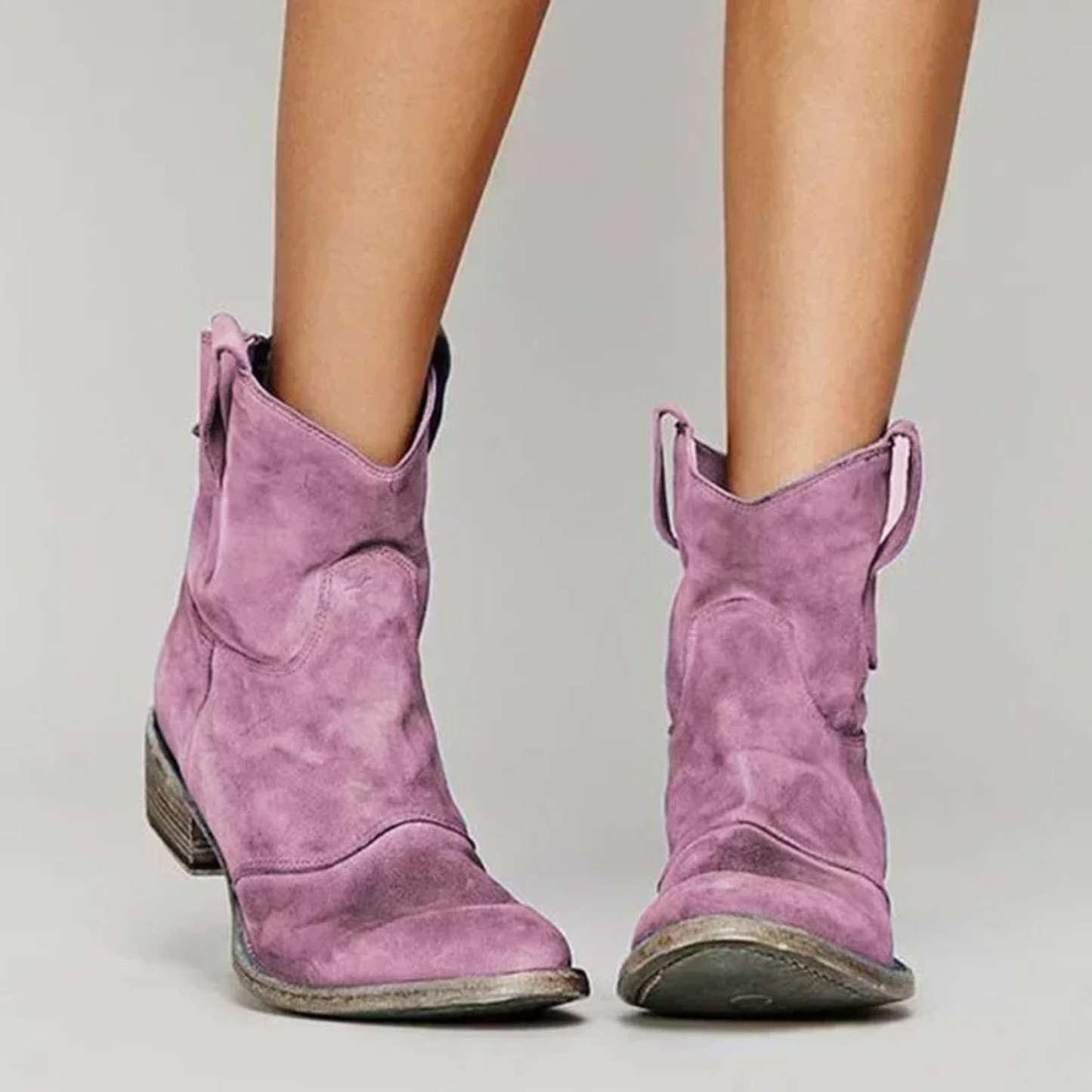 Cowboy Boots - Women's Faux Leather Cowgirl Ankle Boots-Fashion Nora