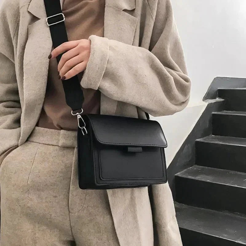 Crossbody Bag - Women's Thick Strap Mini Flip Bag -Fashion Nora