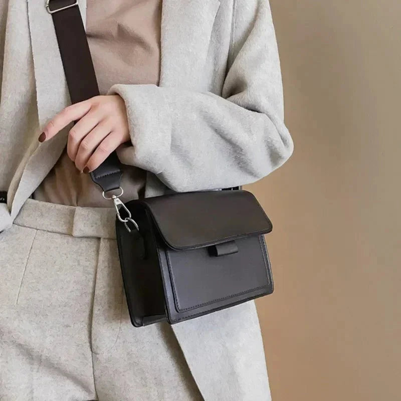 Crossbody Bag - Women's Thick Strap Mini Flip Bag -Fashion Nora