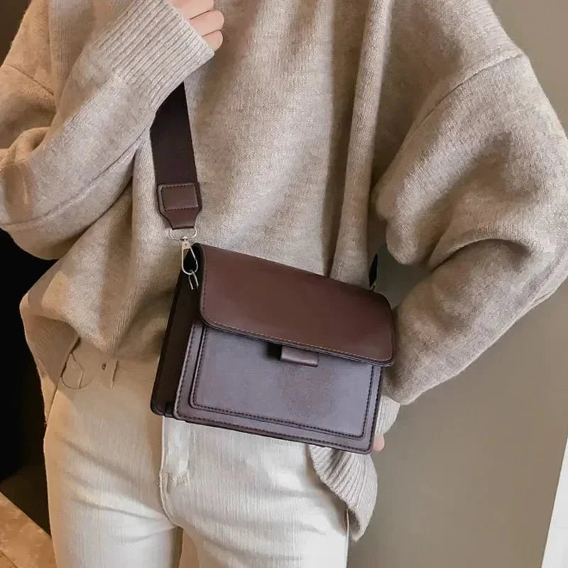 Crossbody Bag - Women's Thick Strap Mini Flip Bag -Fashion Nora