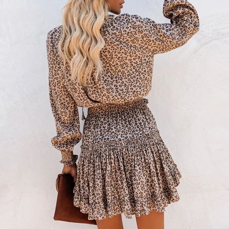 Daphne - Leopard Print Mini Dress-Fashion Nora