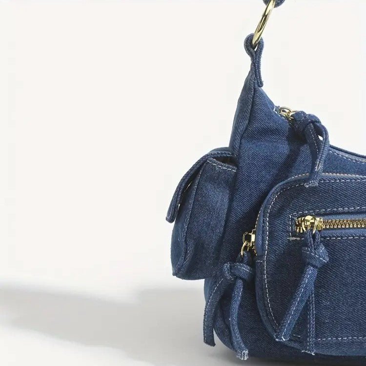 Denim Bag | Adjustable Strap | Pockets | Crossbody Bag | Small Bag-Fashion Nora