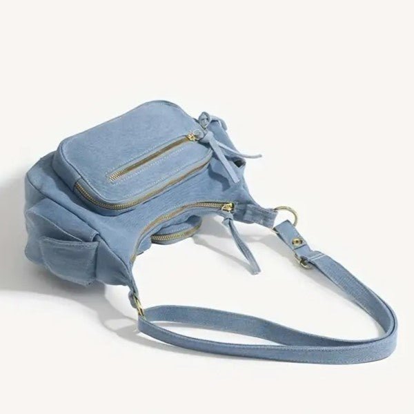 Denim Bag | Adjustable Strap | Pockets | Crossbody Bag | Small Bag-Fashion Nora