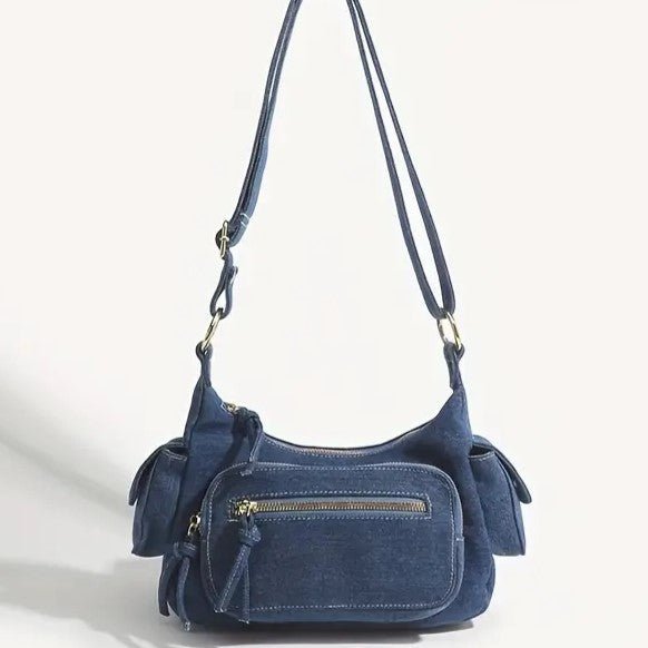 Denim Bag | Adjustable Strap | Pockets | Crossbody Bag | Small Bag-Fashion Nora