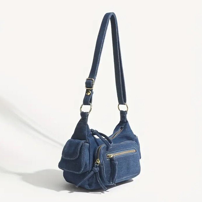 Denim Bag | Adjustable Strap | Pockets | Crossbody Bag | Small Bag-Fashion Nora