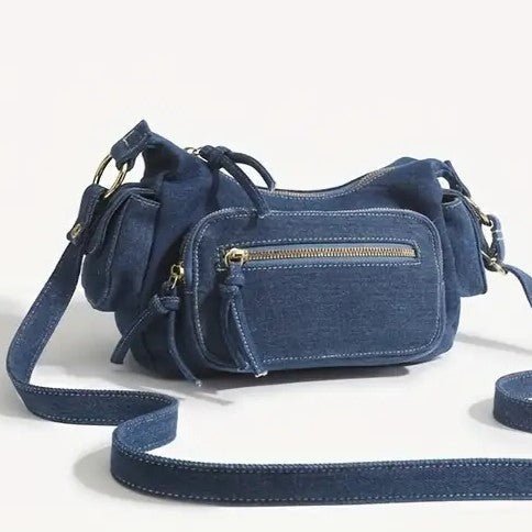 Denim Bag | Adjustable Strap | Pockets | Crossbody Bag | Small Bag-Fashion Nora