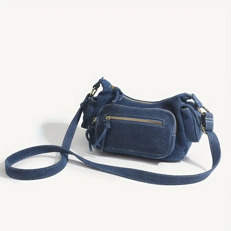 Denim Bag | Adjustable Strap | Pockets | Crossbody Bag | Small Bag-Fashion Nora