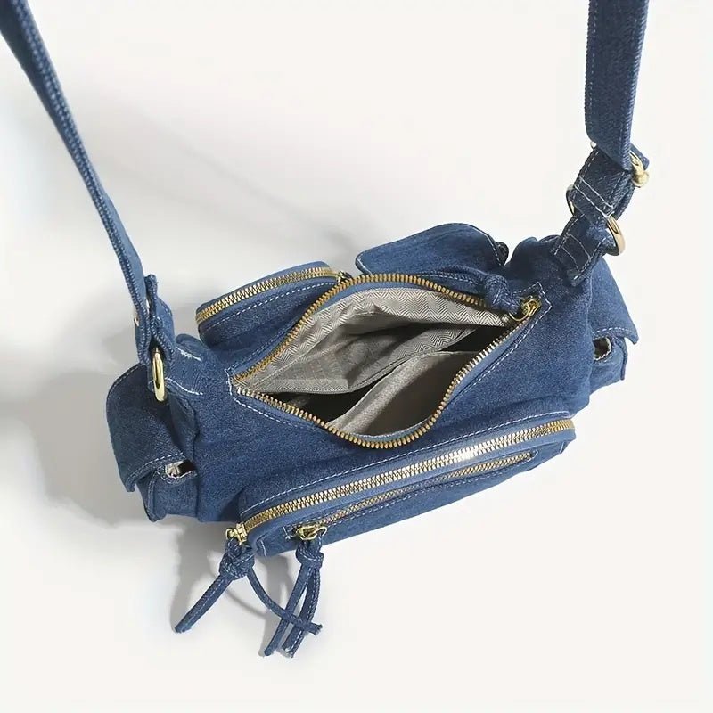 Denim Bag | Adjustable Strap | Pockets | Crossbody Bag | Small Bag-Fashion Nora