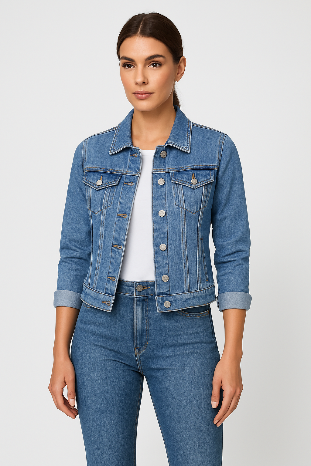 Denim Jacket - Women's Classic Short Slim Fit Jean Denim Jacket-Fashion Nora