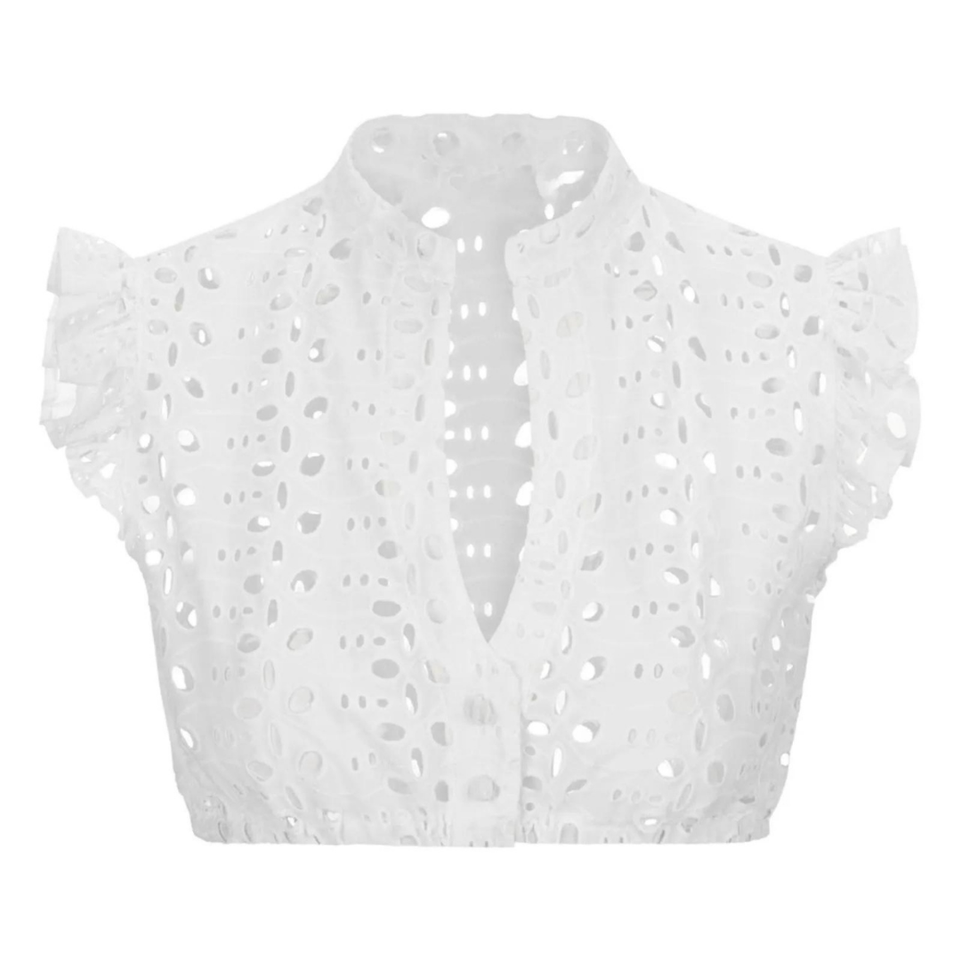 Dirndl Blouse - White - V-Neck - Octoberfest Top - Octoberfest Outfit-Fashion Nora