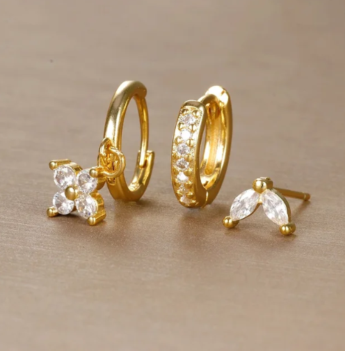 Earring Set - Silver and Golden Studs and Hoops Earring Stack Set-Fashion Nora