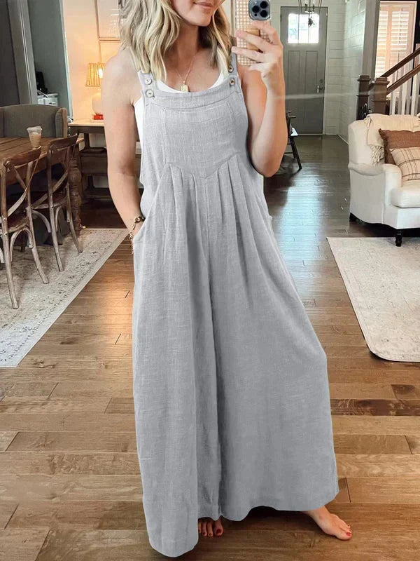 Eleganza Linen Bloom Jumpsuit-Fashion Nora