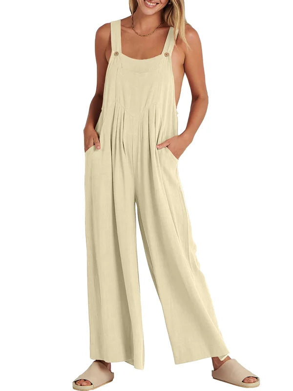 Eleganza Linen Bloom Jumpsuit-Fashion Nora
