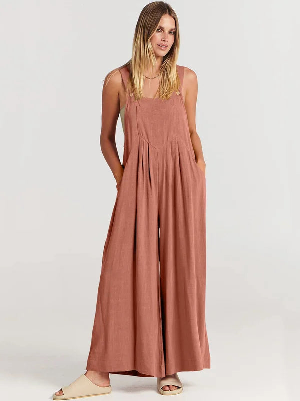 Eleganza Linen Bloom Jumpsuit-Fashion Nora