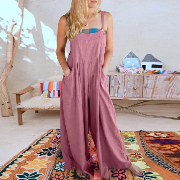 Eleganza Linen Bloom Jumpsuit-Fashion Nora