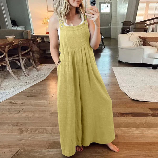Eleganza Linen Bloom Jumpsuit-Fashion Nora