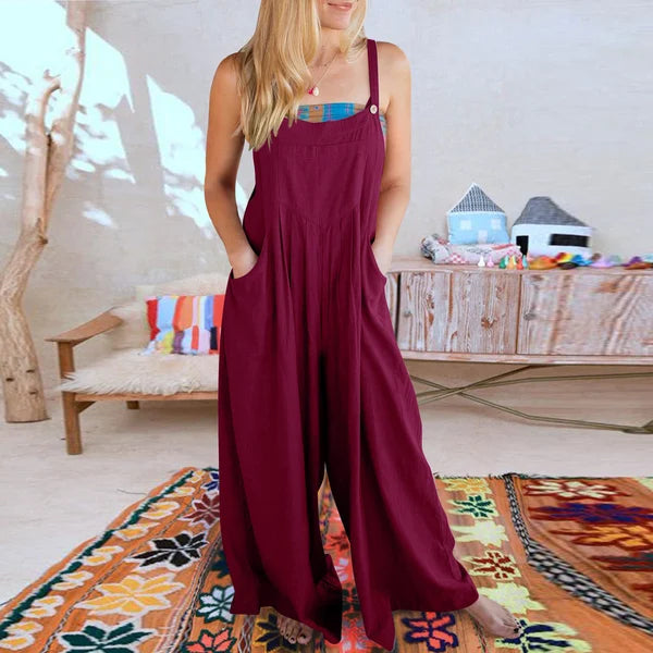 Eleganza Linen Bloom Jumpsuit-Fashion Nora