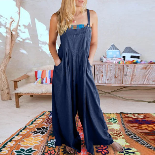 Eleganza Linen Bloom Jumpsuit-Fashion Nora