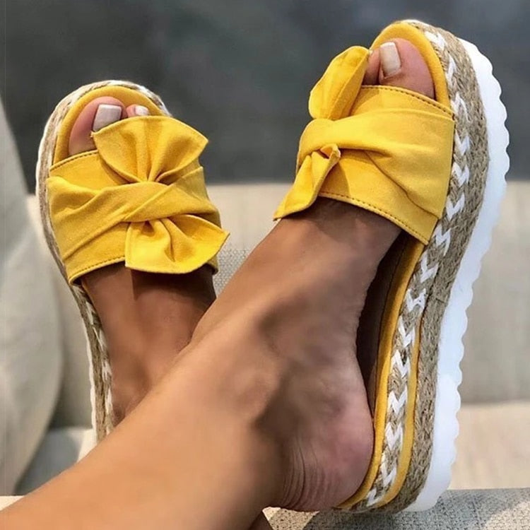 Espadrilles - Slip-On - Bow Tie - Platform Slippers - Women's Sandals-Fashion Nora