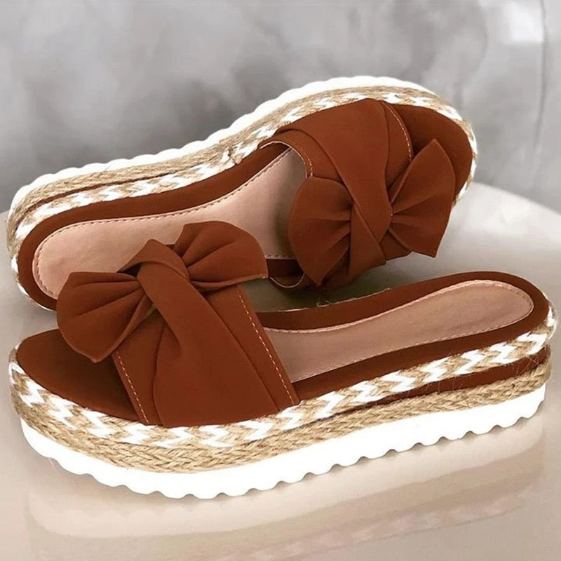 Espadrilles - Slip-On - Bow Tie - Platform Slippers - Women's Sandals-Fashion Nora