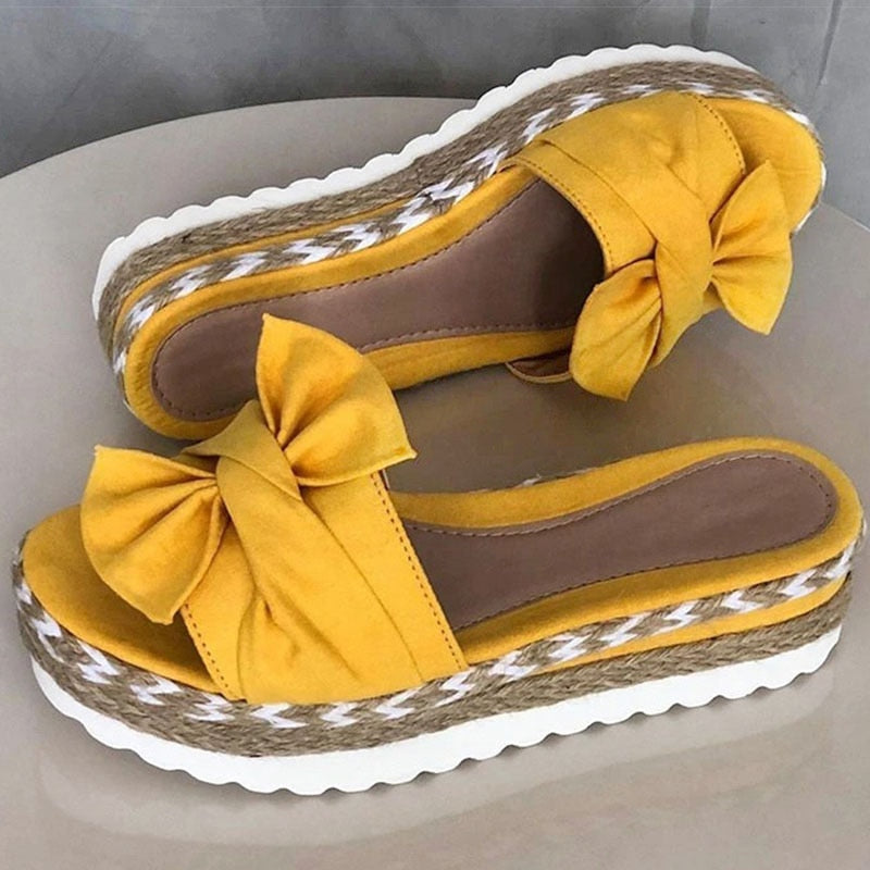 Espadrilles - Slip-On - Bow Tie - Platform Slippers - Women's Sandals-Fashion Nora