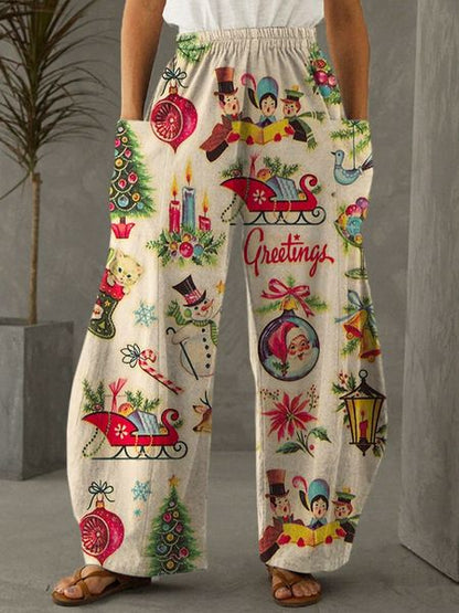 Faith | Casual Pants with Christmas Print-Fashion Nora