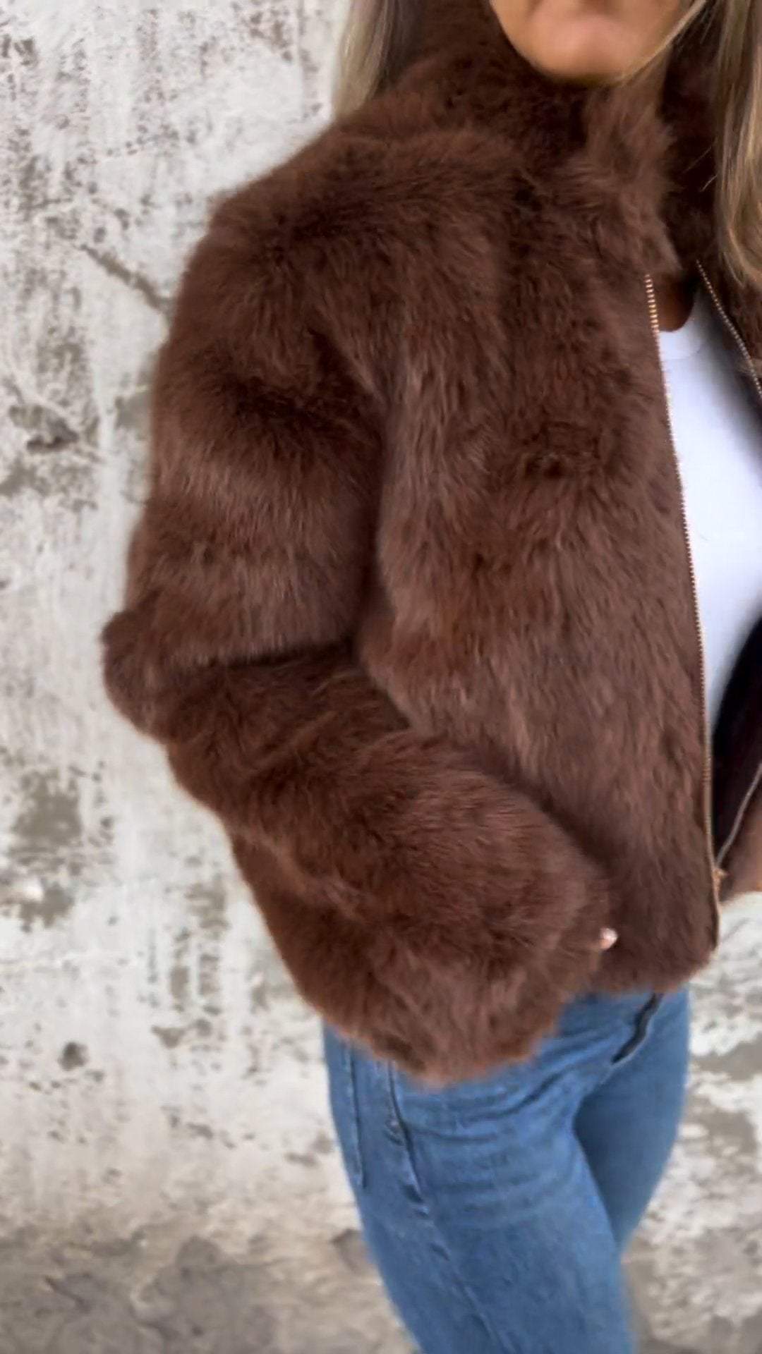 Fake Fur Jacket | Fluffy | Zip-Up | Faux Fur Coat | Women's Jackets-Fashion Nora