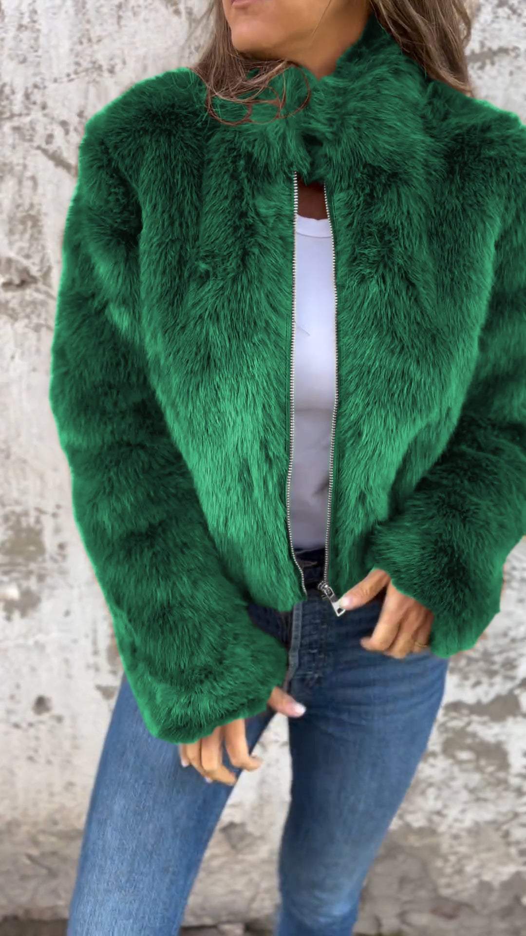 Fake Fur Jacket | Fluffy | Zip-Up | Faux Fur Coat | Women's Jackets-Fashion Nora