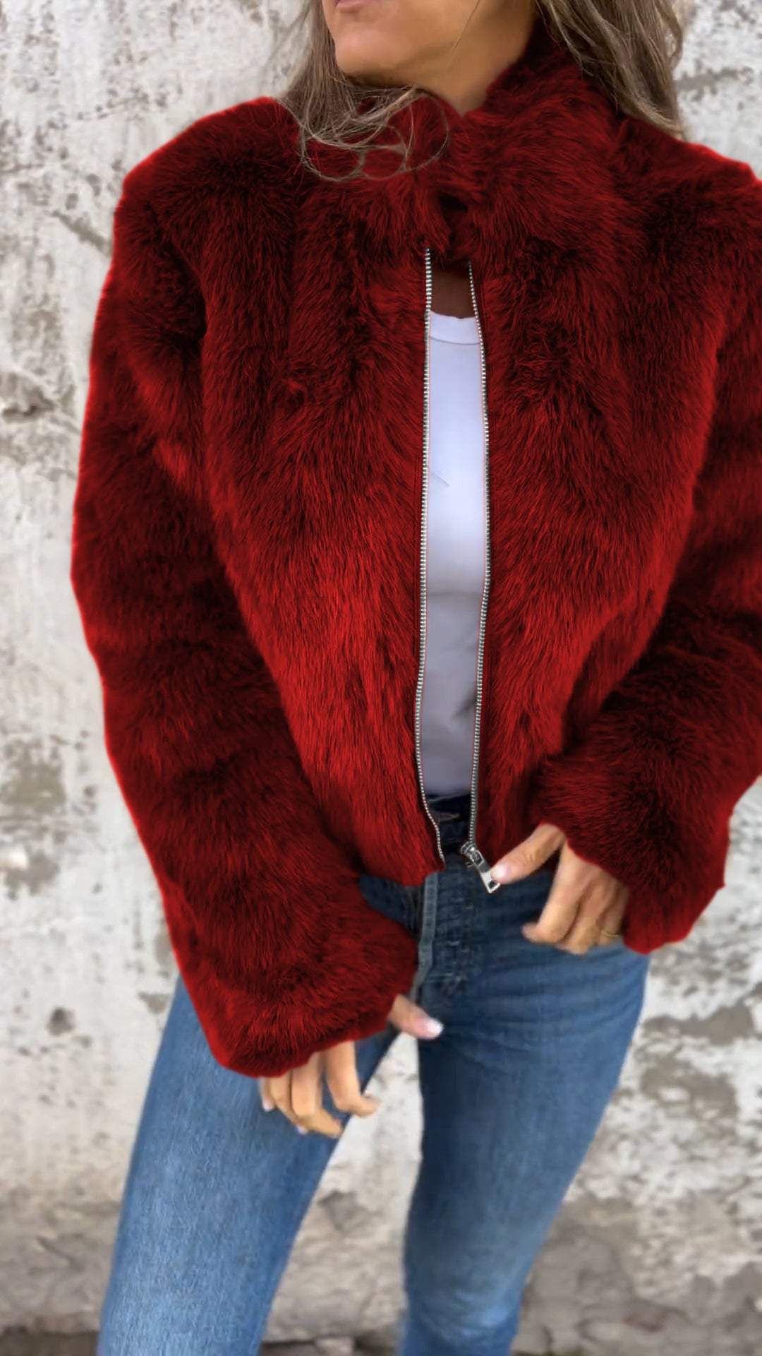 Fake Fur Jacket | Fluffy | Zip-Up | Faux Fur Coat | Women's Jackets-Fashion Nora