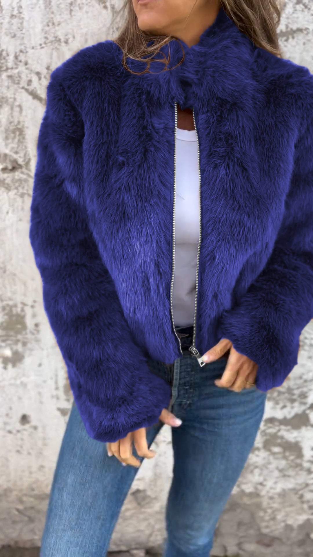 Fake Fur Jacket | Fluffy | Zip-Up | Faux Fur Coat | Women's Jackets-Fashion Nora