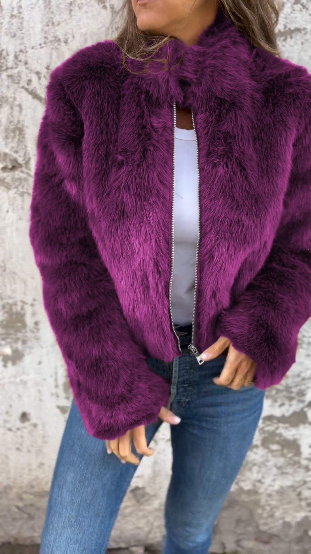 Fake Fur Jacket | Fluffy | Zip-Up | Faux Fur Coat | Women's Jackets-Fashion Nora