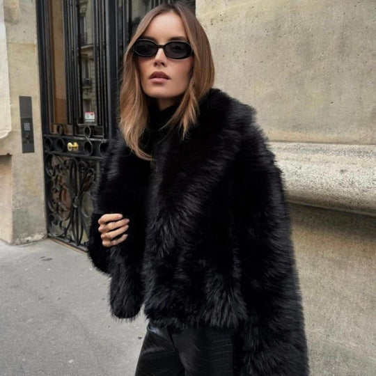 Faux Fur Coat - Women's Short Fluffy Fake Fur Jacket -Fashion Nora