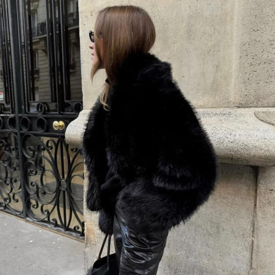 Faux Fur Coat - Women's Short Fluffy Fake Fur Jacket -Fashion Nora