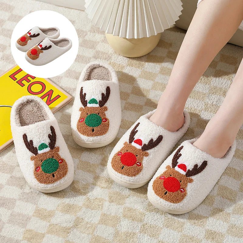 Festive Reindeer Indoor Slippers-Fashion Nora