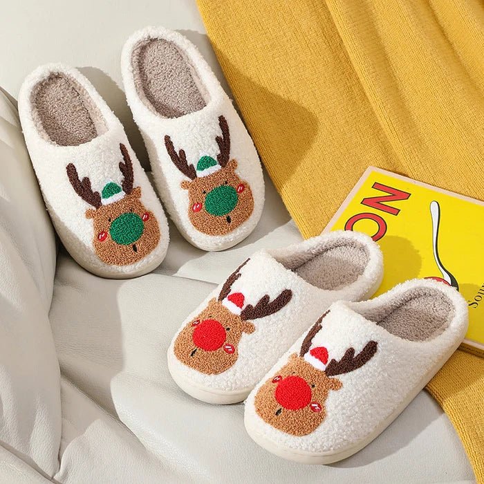 Festive Reindeer Indoor Slippers-Fashion Nora