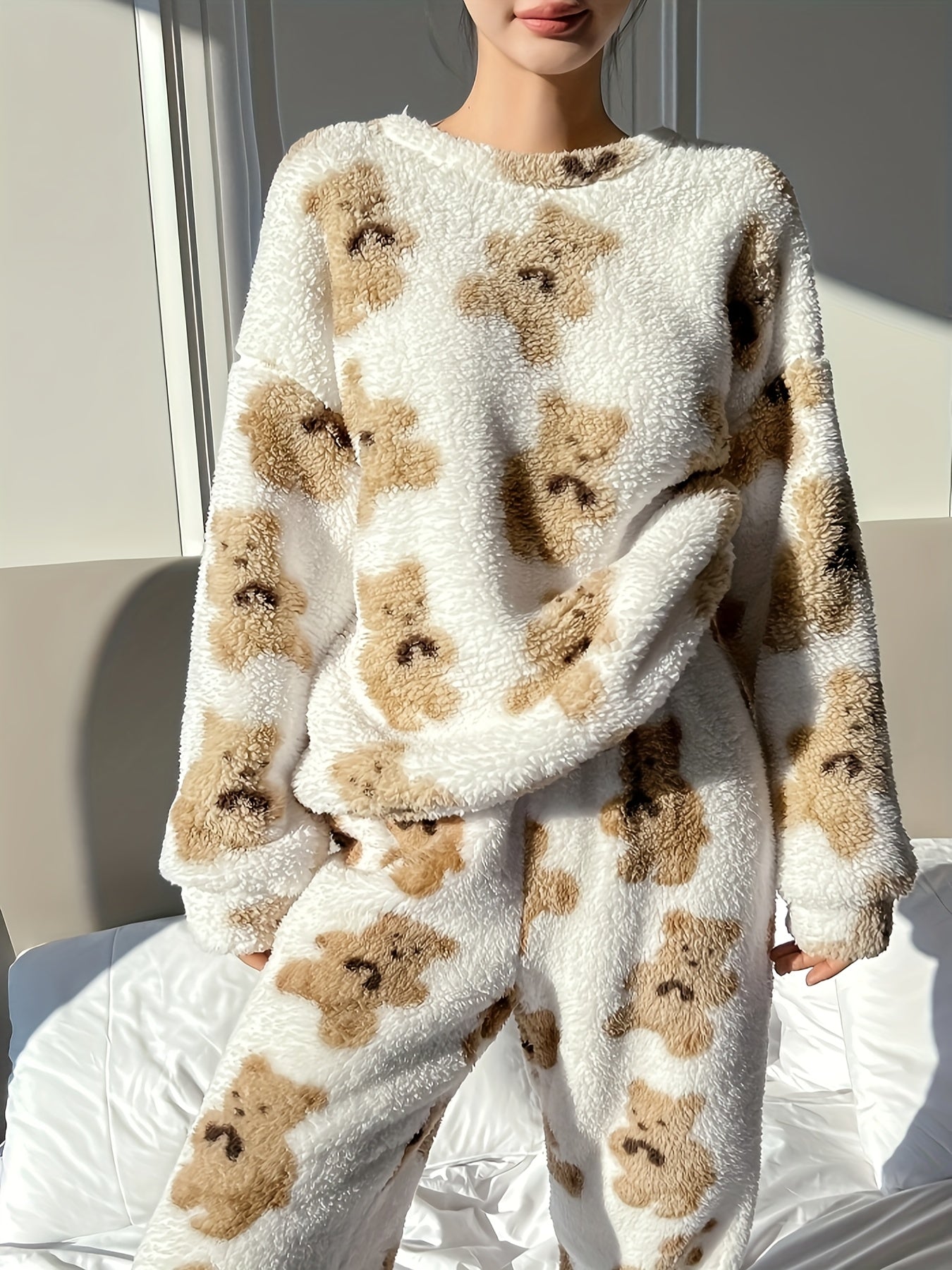 Fleece Pajama - Teddy Bear - Long Sleeve - Fluffy Pajamas - Winter Pajamas for Women-Fashion Nora