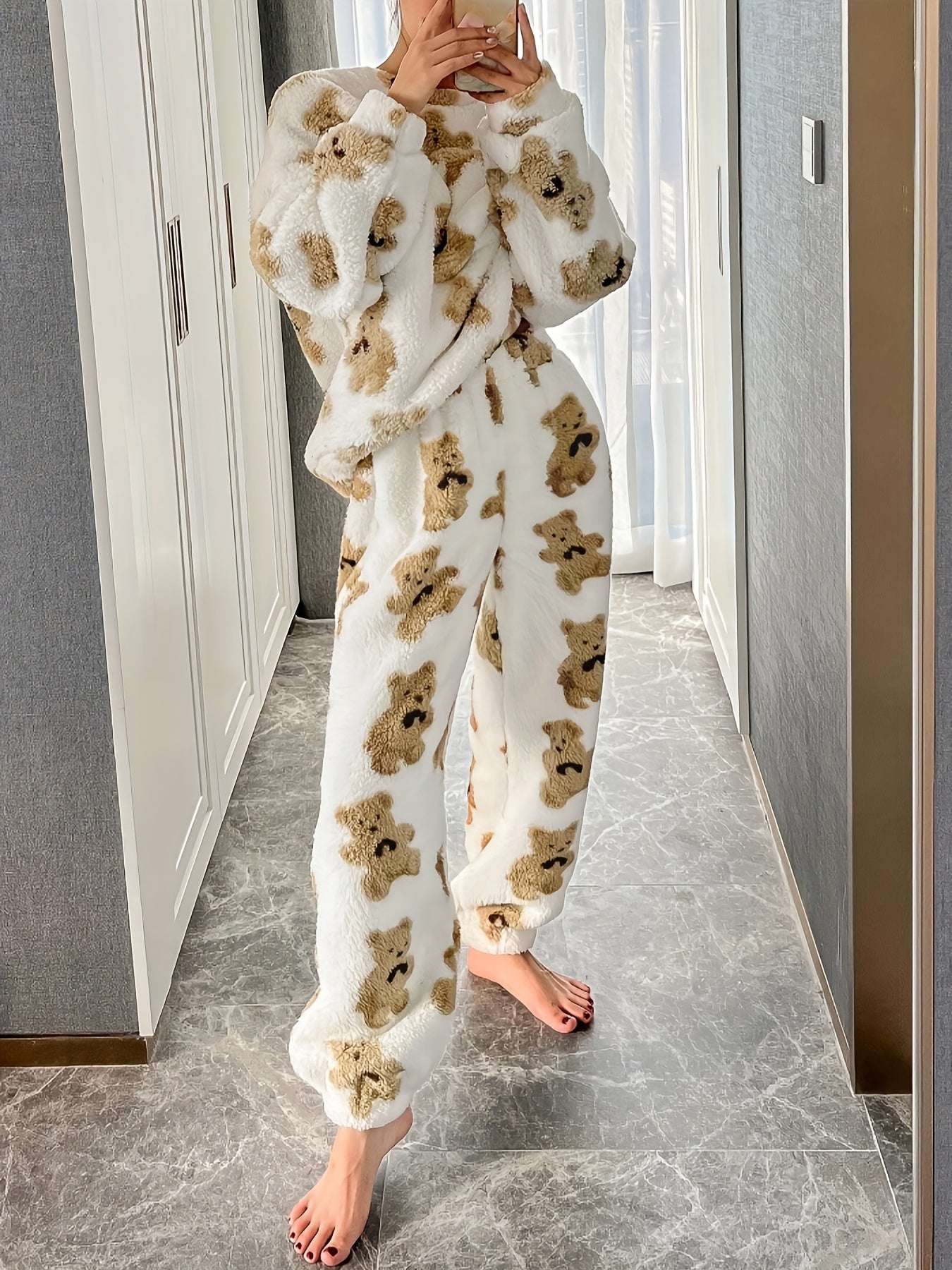 Fleece Pajama - Teddy Bear - Long Sleeve - Fluffy Pajamas - Winter Pajamas for Women-Fashion Nora