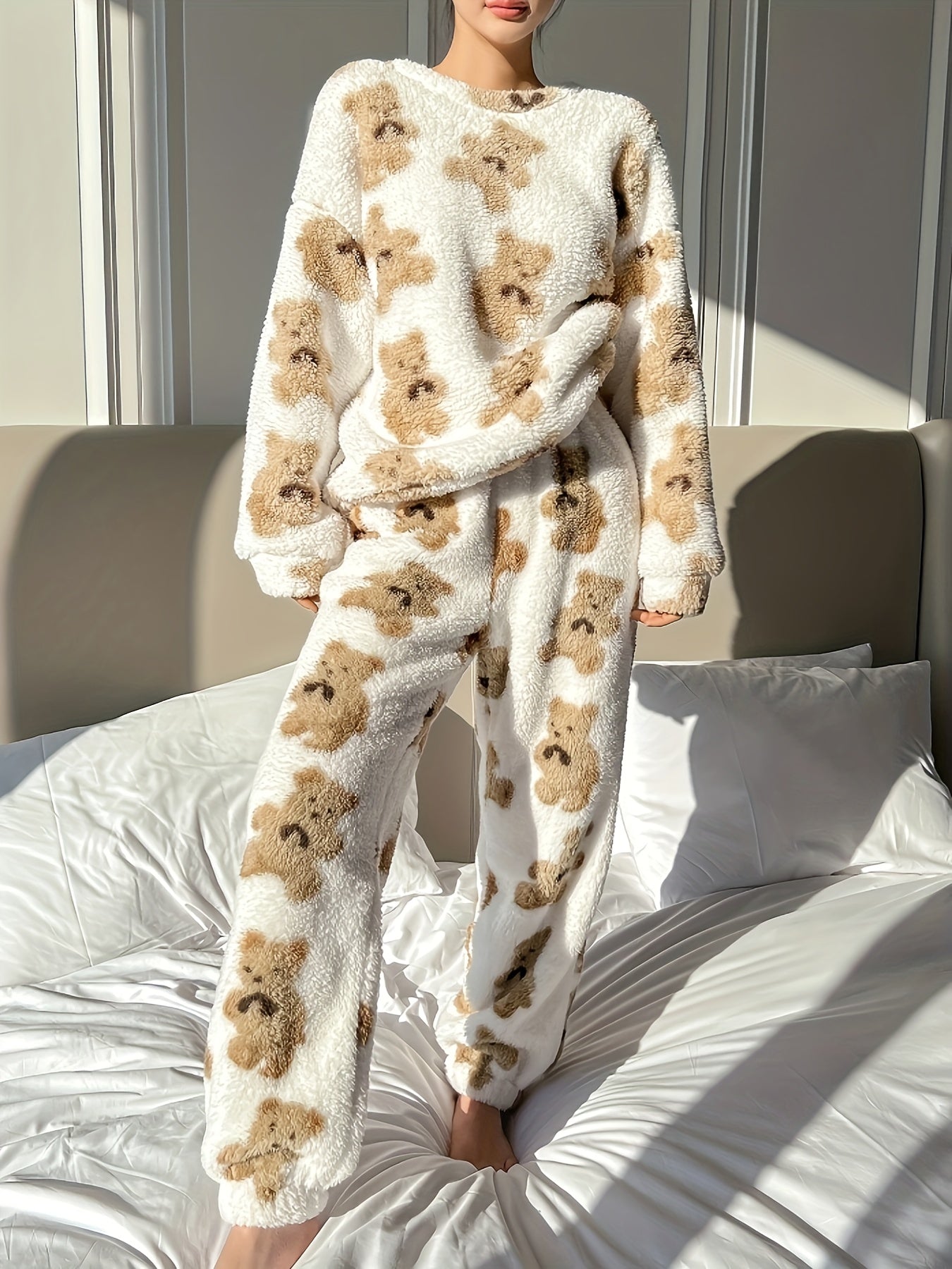 Fleece Pajama - Teddy Bear - Long Sleeve - Fluffy Pajamas - Winter Pajamas for Women-Fashion Nora