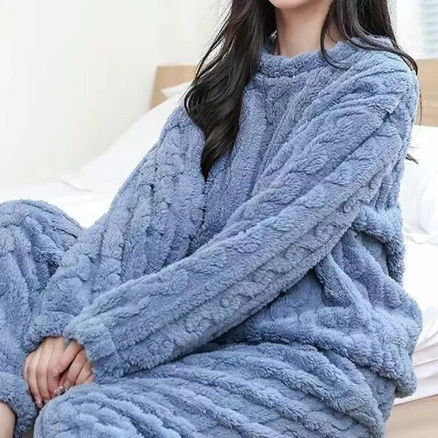 Fleece Pajama - Warm - Two-Piece - Winter Pajama - Women's Loungewear-Fashion Nora