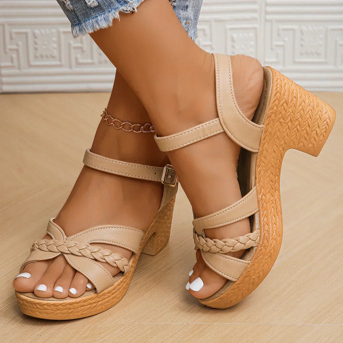Heeled Sandals - Block Heel - Ankle Strap - Orthopedic Sandals - Shoes for Summer-Fashion Nora