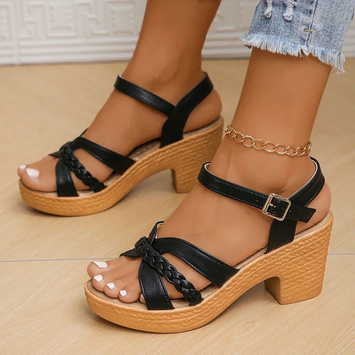Heeled Sandals - Block Heel - Ankle Strap - Orthopedic Sandals - Shoes for Summer-Fashion Nora