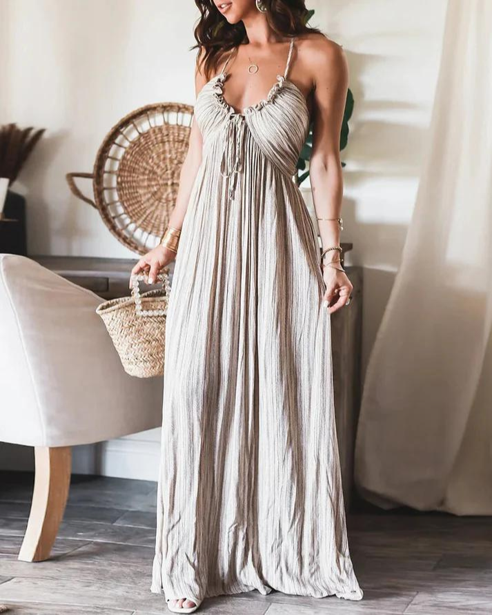 Judith - Brown Summer Dress-Fashion Nora