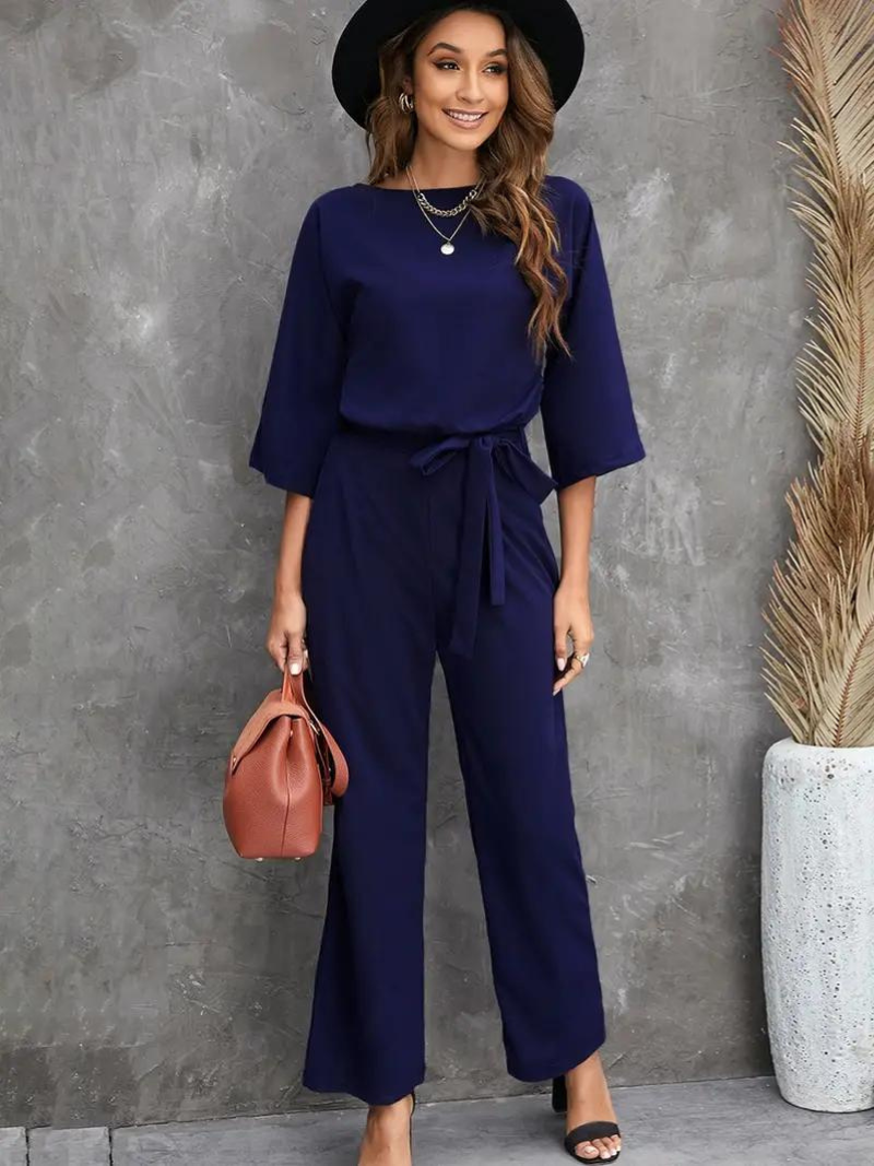 Jumpsuit | Long Sleeve | Belt | Elegant Jumpsuit | Jumpsuit for Women-Fashion Nora