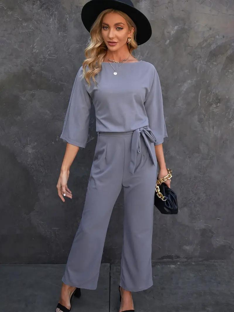 Jumpsuit | Long Sleeve | Belt | Elegant Jumpsuit | Jumpsuit for Women-Fashion Nora