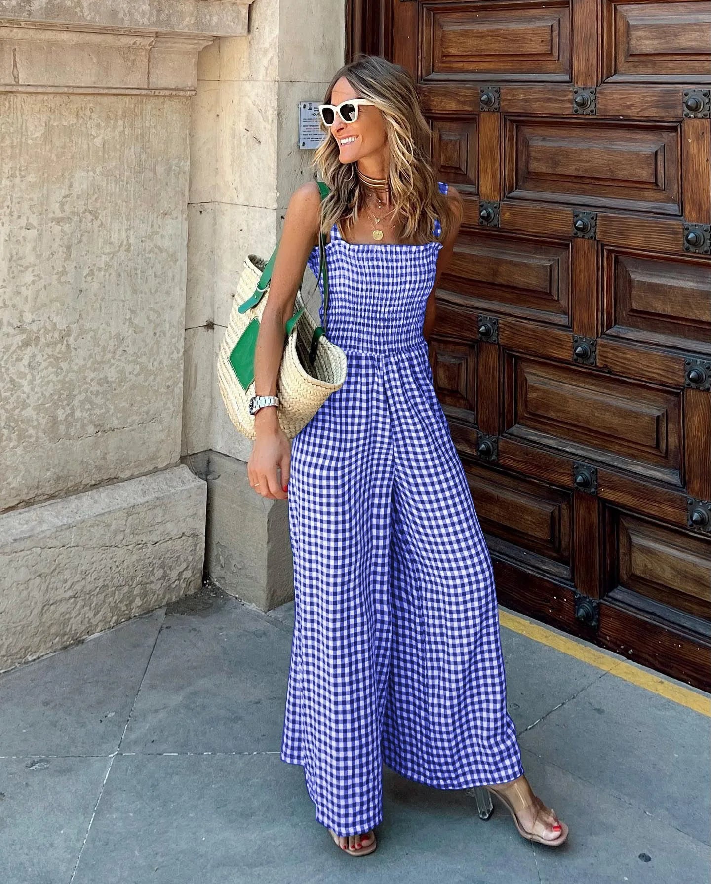 Jumpsuit | Sleeveless | Shirred Waist | Wide Leg Jumpsuit | Women's Summer Clothes-Fashion Nora